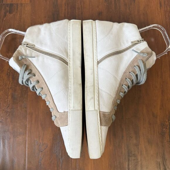 P448 Star 2.0 High Top Sneakers White/Tan Leather Lace Up - Picture 7 of 11